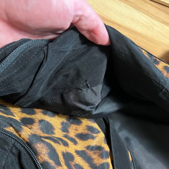 VINTAGE 80s Peplum Leopard Coat Blazer Size 4 Chiffon Glam Avant Garde - Picture 8 of 8